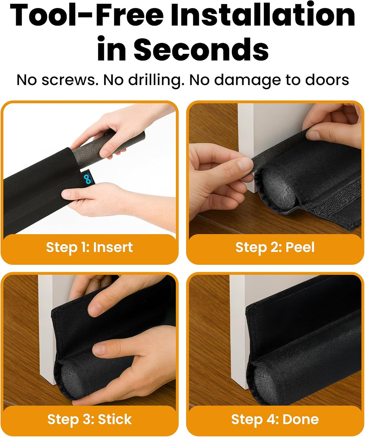 under Door Draft Stopper for Bottom of Doors, 1 Sided